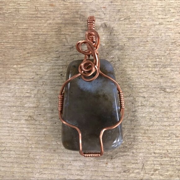 Smoky Wire Wrapped Agate Pendant - Picture 1 of 5